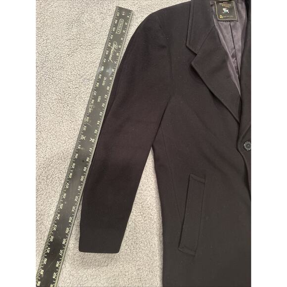 HART SCHAFFNER & MARX CHARCOAL BLACK 100% VIRGIN WOOL OVERCOAT 46R Made In USA - Picture 7 of 10